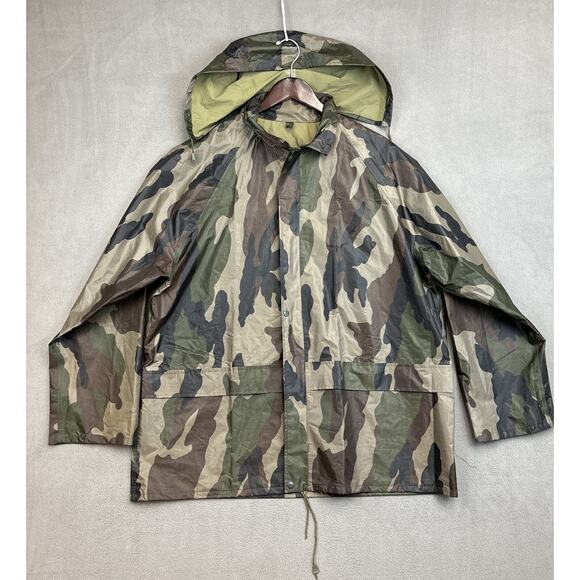 Mil-Tec by Sturm Men's XL Frog Camo Green Rain Hunting Jacket Removable Hood - Picture 1 of 15